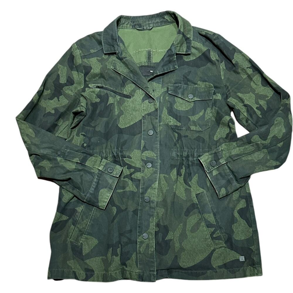 Hurley Women’s Large Green Camo Print Unlined Snap Anorak Style Jacket